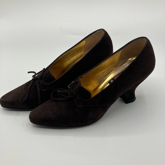 Vintage Anne Klein Brown Suede Heels Woman Size 7 - Picture 3 of 10